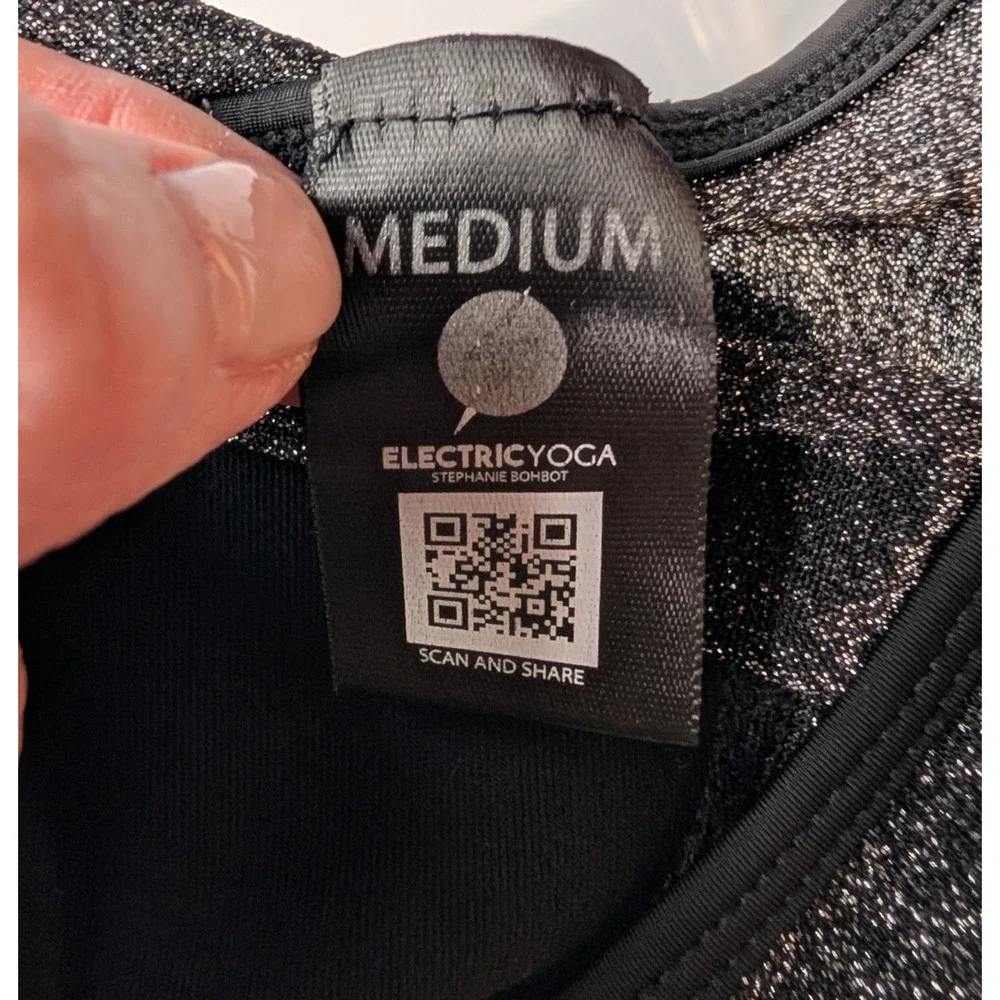 Electric Yoga We Just Mesh High Neck Silver Black Sports Bra Yoga Gym Fitness MD - Picture 5 of 7